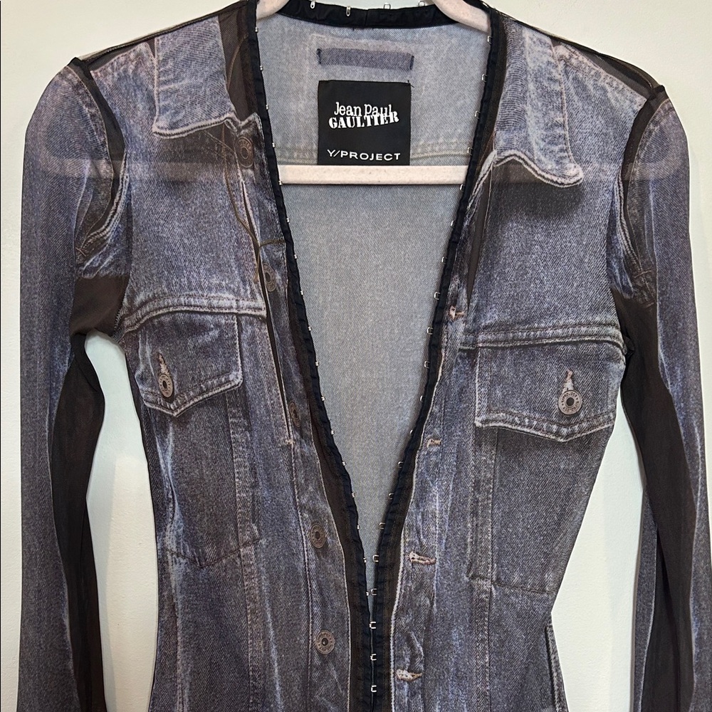 Jean Paul Gaultier x Y/Project trompe l'oeil sheer denim top - Picture 6 of 8